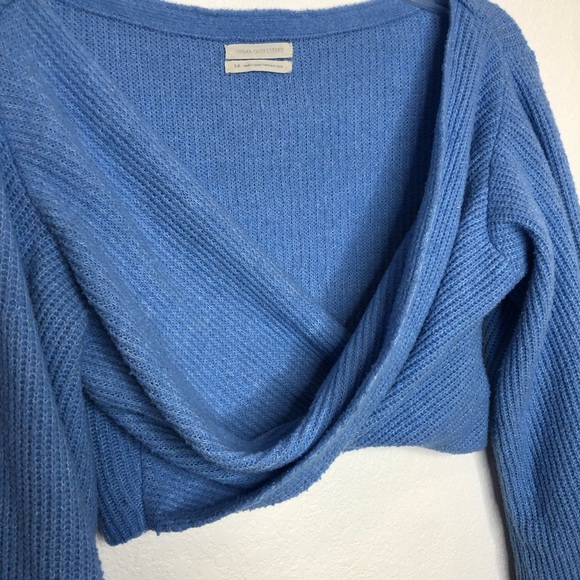 Urban Outfitters Marissa Twist Front Sweater Long Sleeve Cropped Blue Size Small - Picture 6 of 13